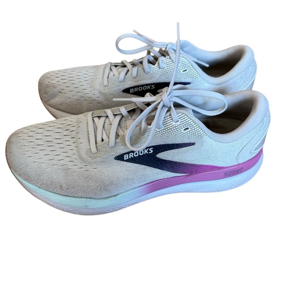 Brooks Women's Ghost 16 Running Shoes White/Grey/Estate Blue, size 11